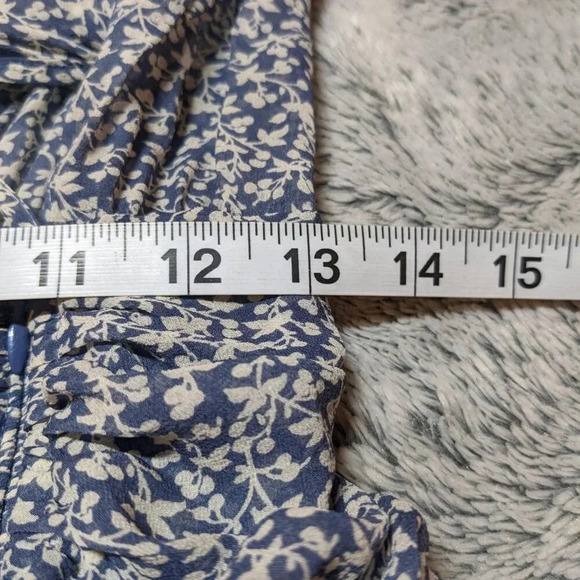 Veronica Beard Mini Dress 100% Silk Dakota Floral Blue Ruched  Size 2 - Picture 13 of 14